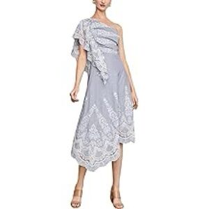 NWT BCBG MaxAzria Blue and White striped lace one-shoulder dress. Size 8